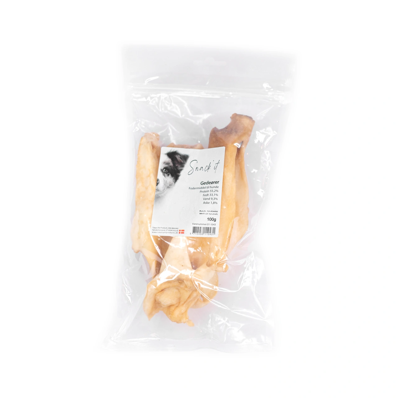 Snackit Gedeører 100 g - sprøde naturlige tyggesnacks